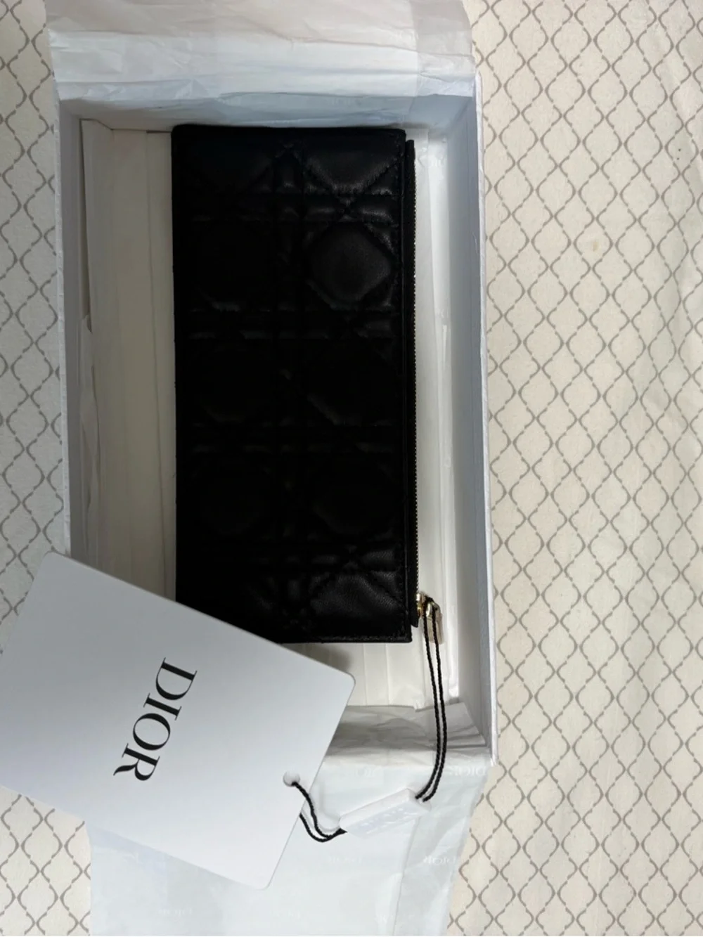 NWT Authentic Dior Black Quilted Leather Zip Pouch (2025)